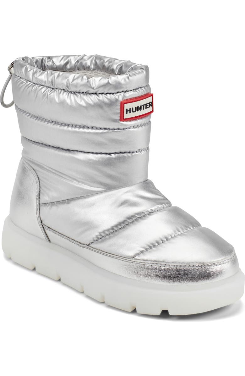 Hunter Kids' Cuddle Lug Sole Insulated Waterproof Snow Boot, Main, color, Silver/Silver