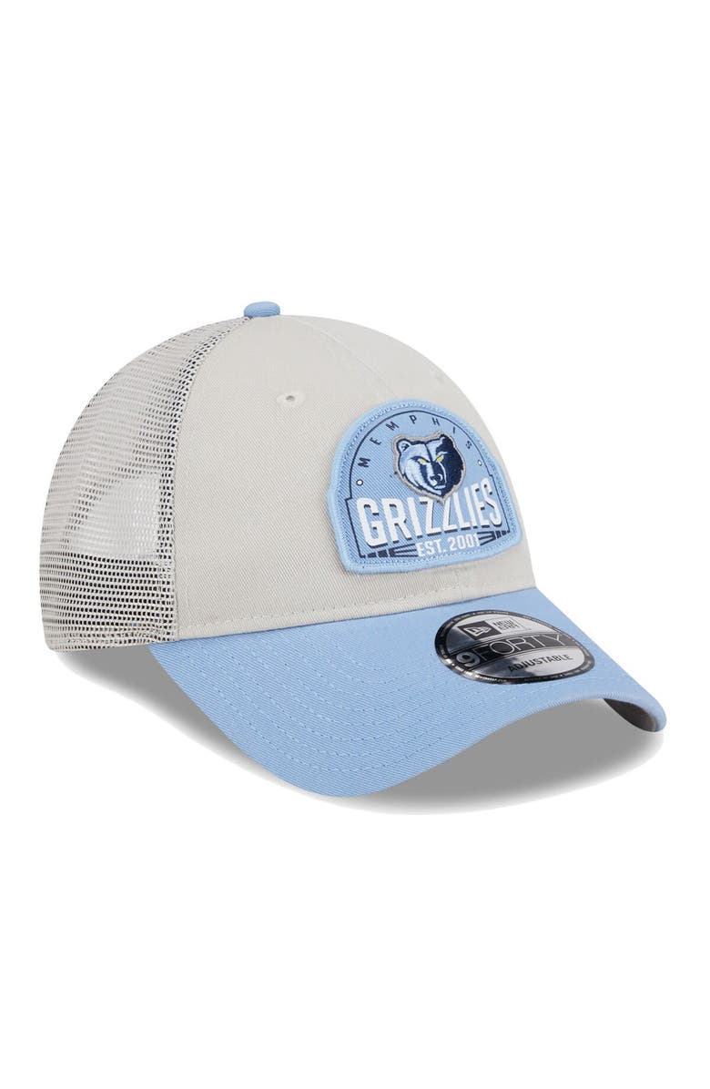 New Era Men's New Era Khaki/Light Blue Memphis Grizzlies Throwback Patch Trucker 9FORTY Adjustable Hat, Alternate, color, Khaki