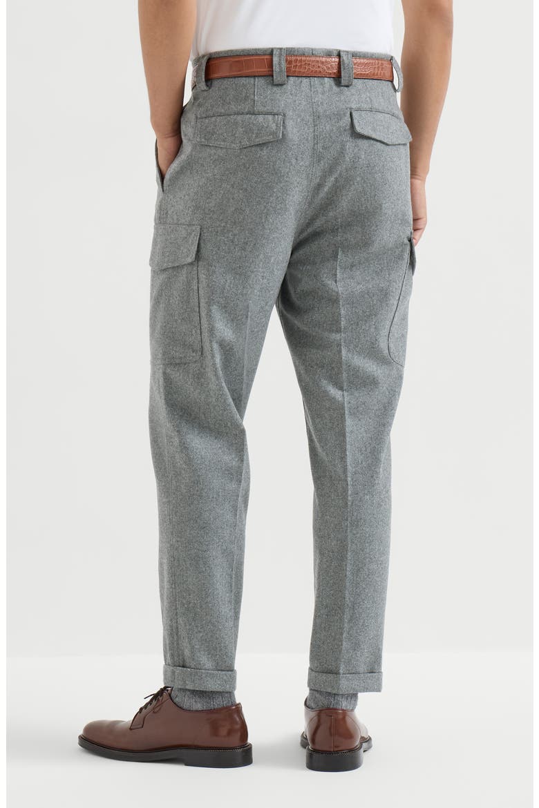 Virgin wool flannel trousers with cargo pockets, Alternate, color, Medium Grey