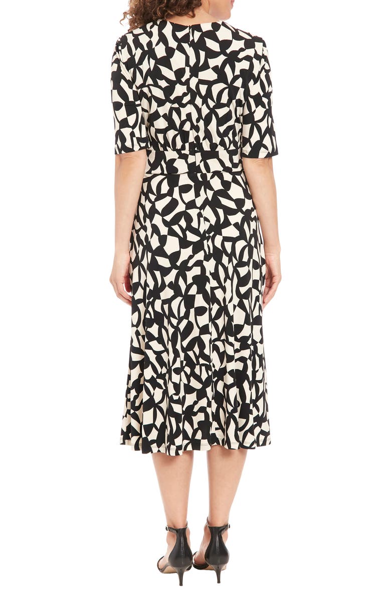 London Times Short Sleeve Midi Dress, Alternate, color, Black Cream