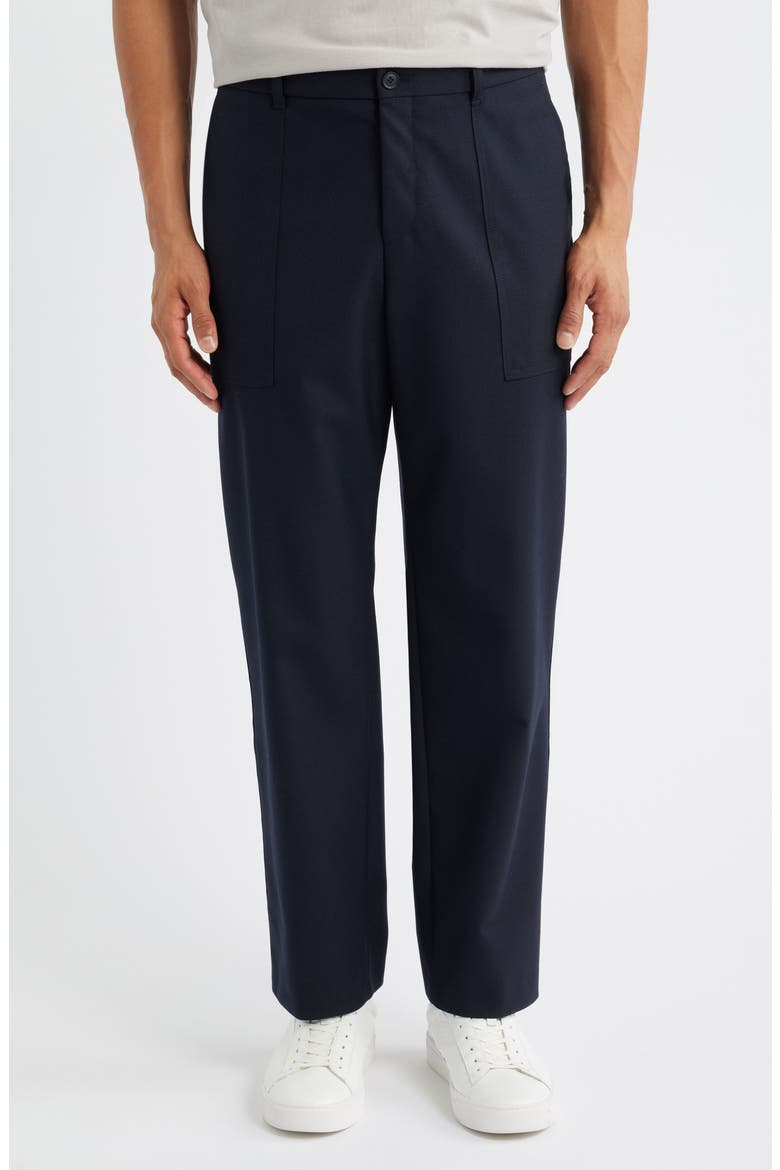 Pitt Patch Virgin Wool Straight Leg Pants, Main, color, DARK BLUE