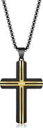 Metallo Men's Cubic Zirconia Cross Pendant Necklace