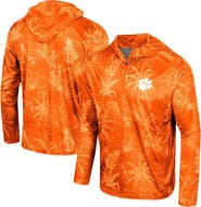 COLOSSEUM Men's Colosseum Orange Clemson Tigers Palms Printed Lightweight Quarter-Zip Hooded Top