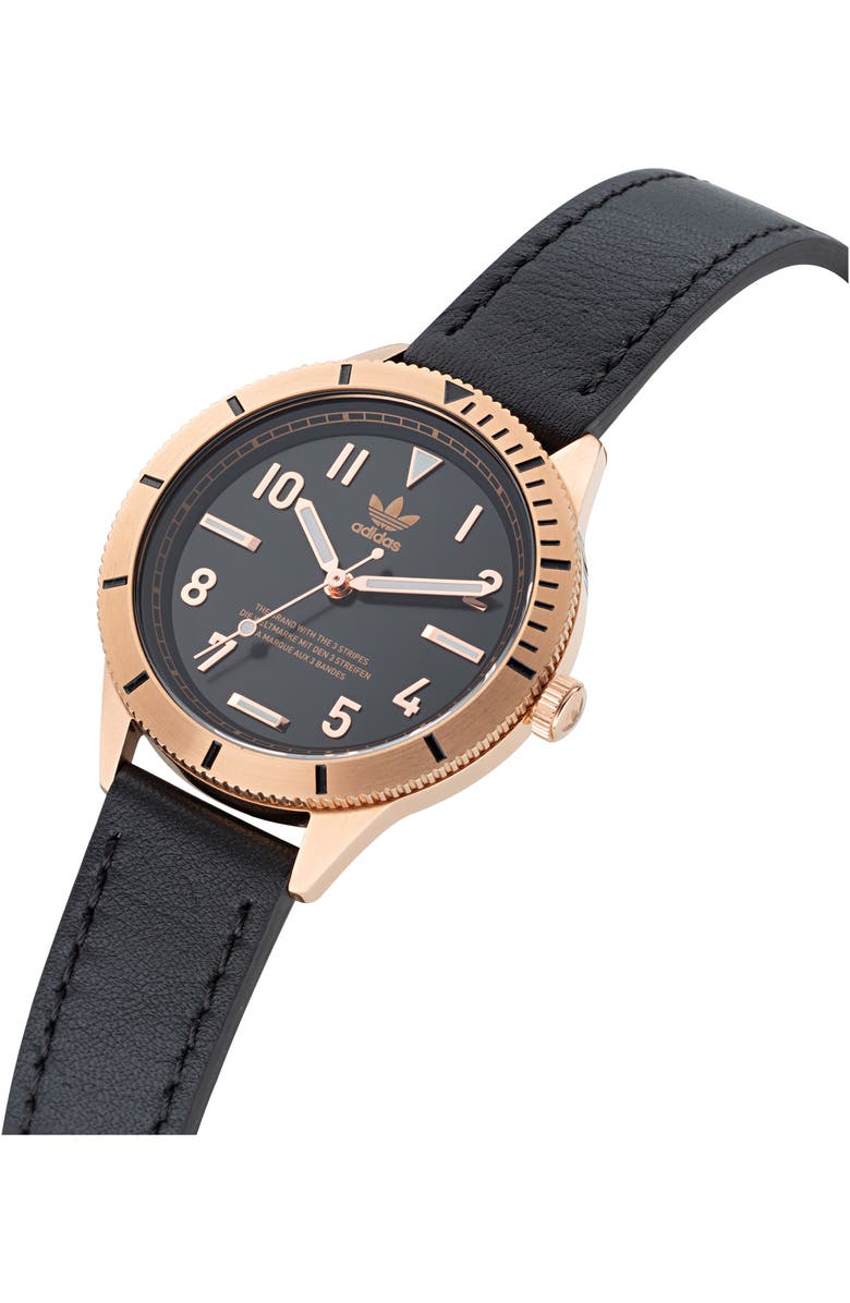 adidas Edition Three Leather Strap Watch, 36mm, Alternate, color, 
