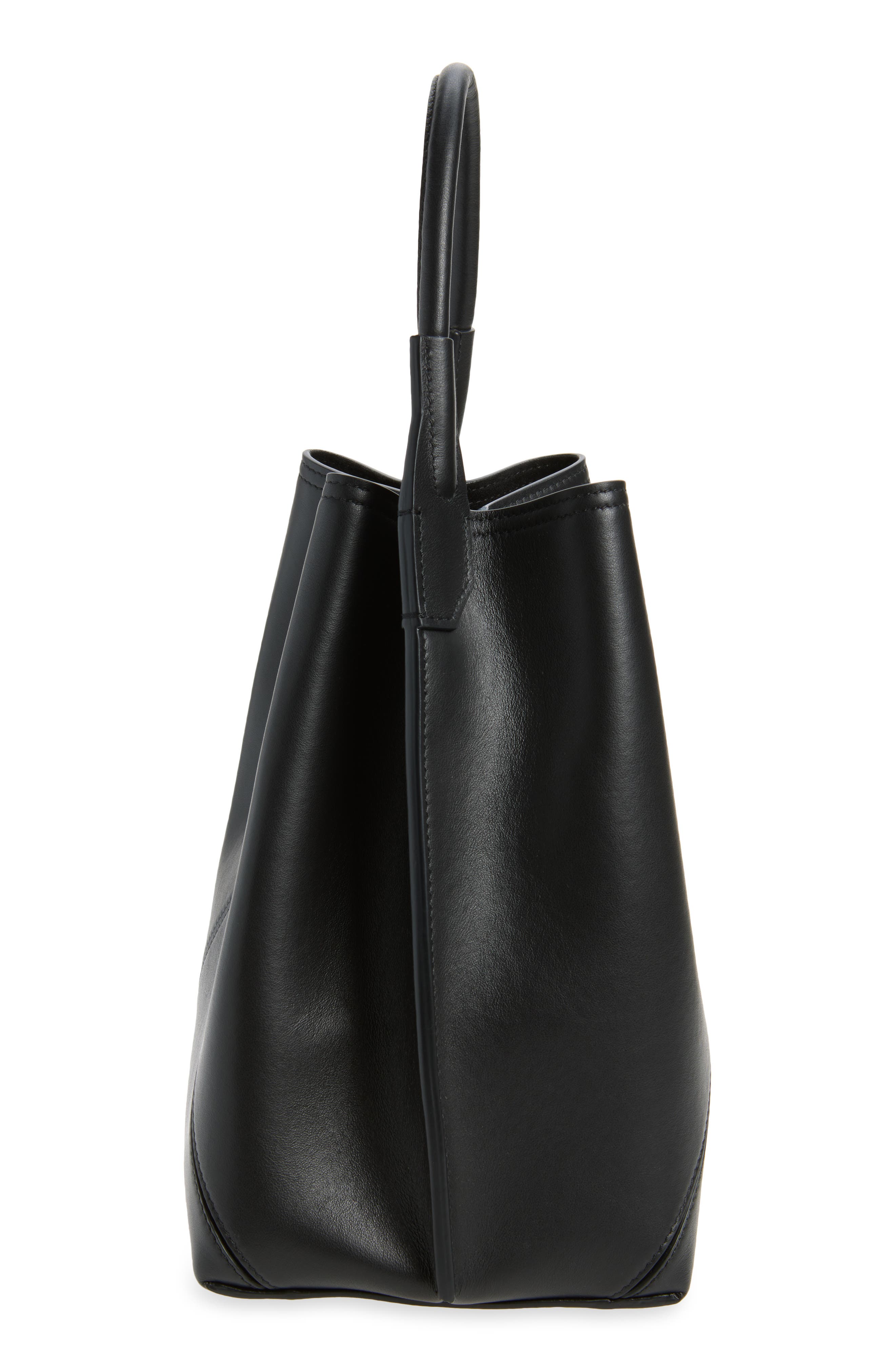 Victoria Leather Bucket Bag, Alternate, color, BLACK