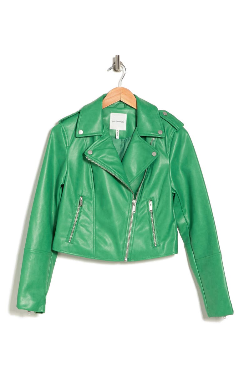 Avec Les Filles Faux Leather Crop Moto Jacket, Alternate, color,
