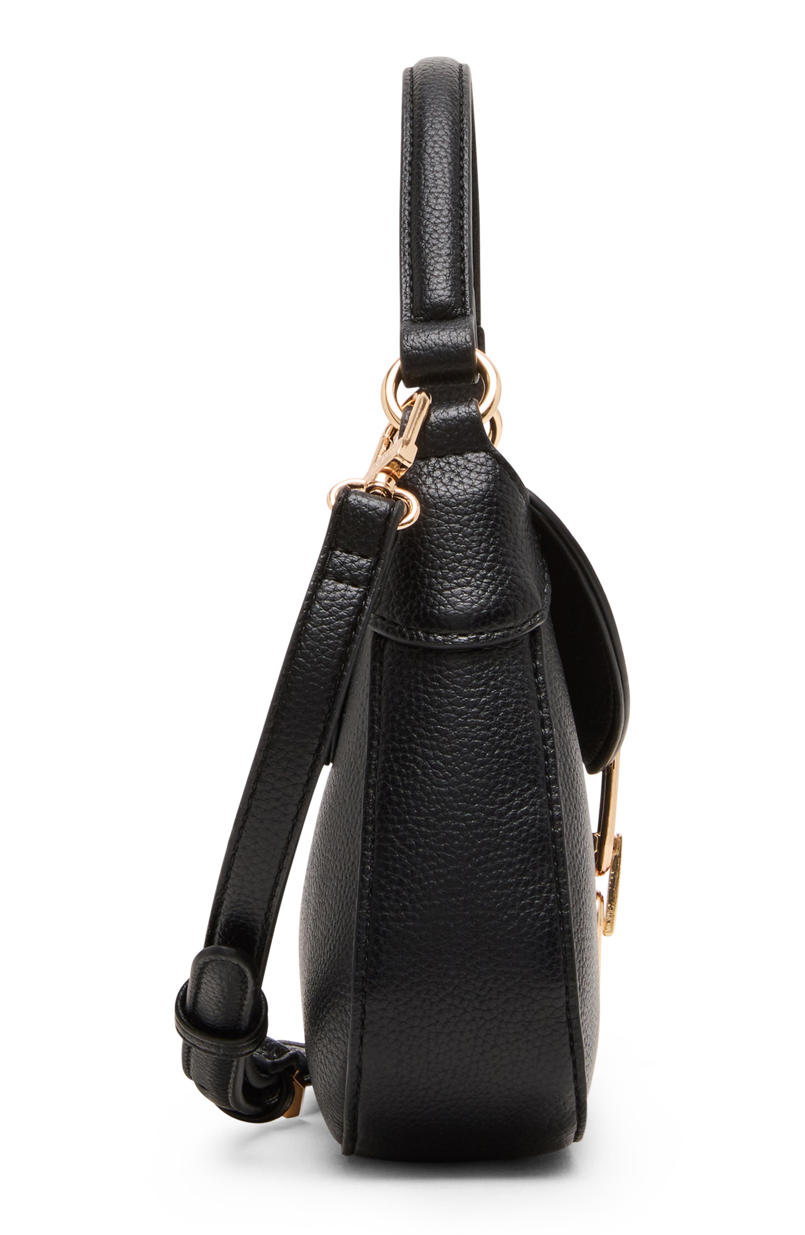 Anne Klein Chain Trim Crescent Shoulder Bag, Alternate, color, Black