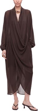 Nocturne Draped Wrap Maxi Dress