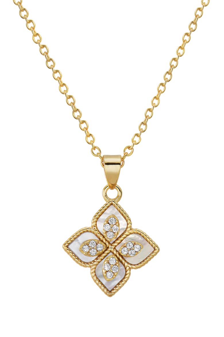 Renaissance Flower Crystal Pendant Necklace, Main, color, WHITE