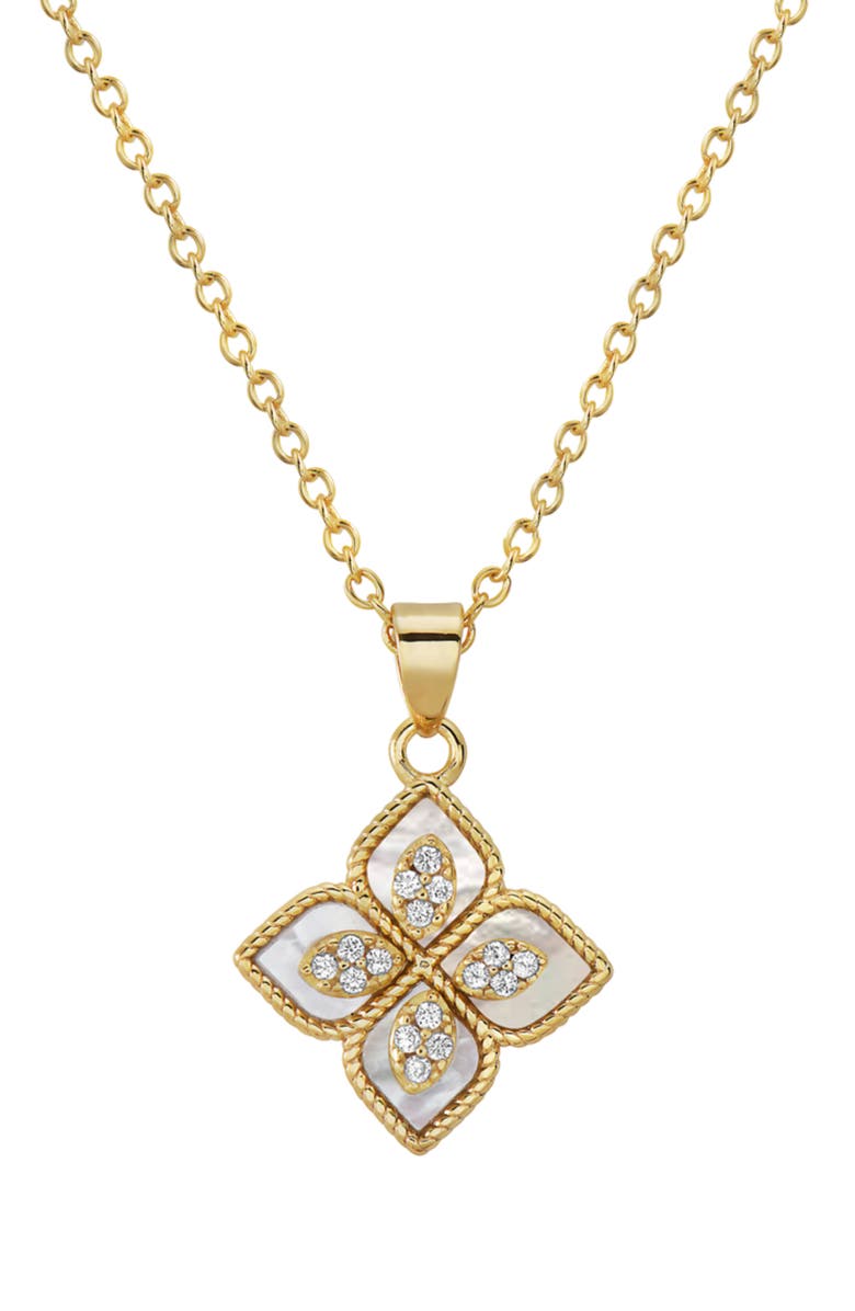 Adornia Renaissance Flower Crystal Pendant Necklace, Main, color, White