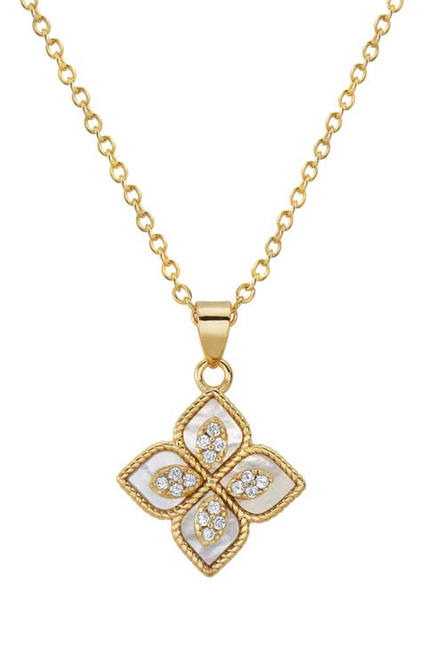 Renaissance Flower Crystal Pendant Necklace