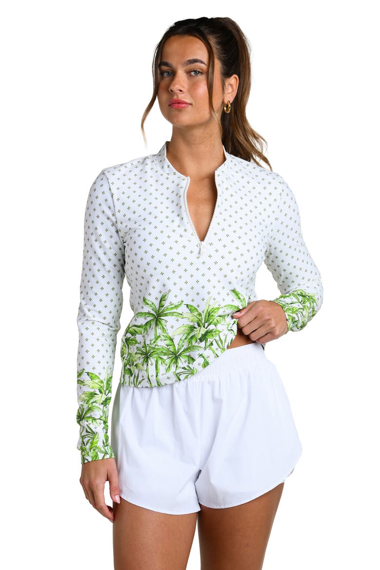 Club Palm Half Zip Top, Alternate, color, LIME