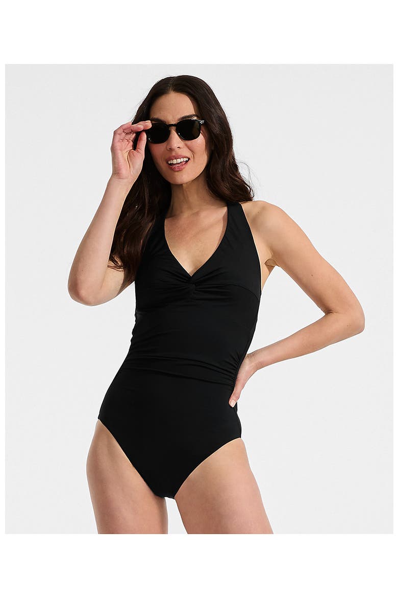 Knot Twist Halter One Piece, Alternate, color, Black