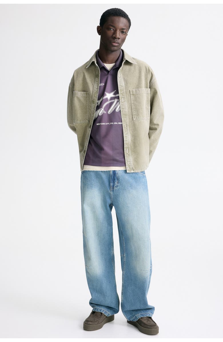 H&M Washed-look Twill Overshirt, Alternate, color, Khaki Green