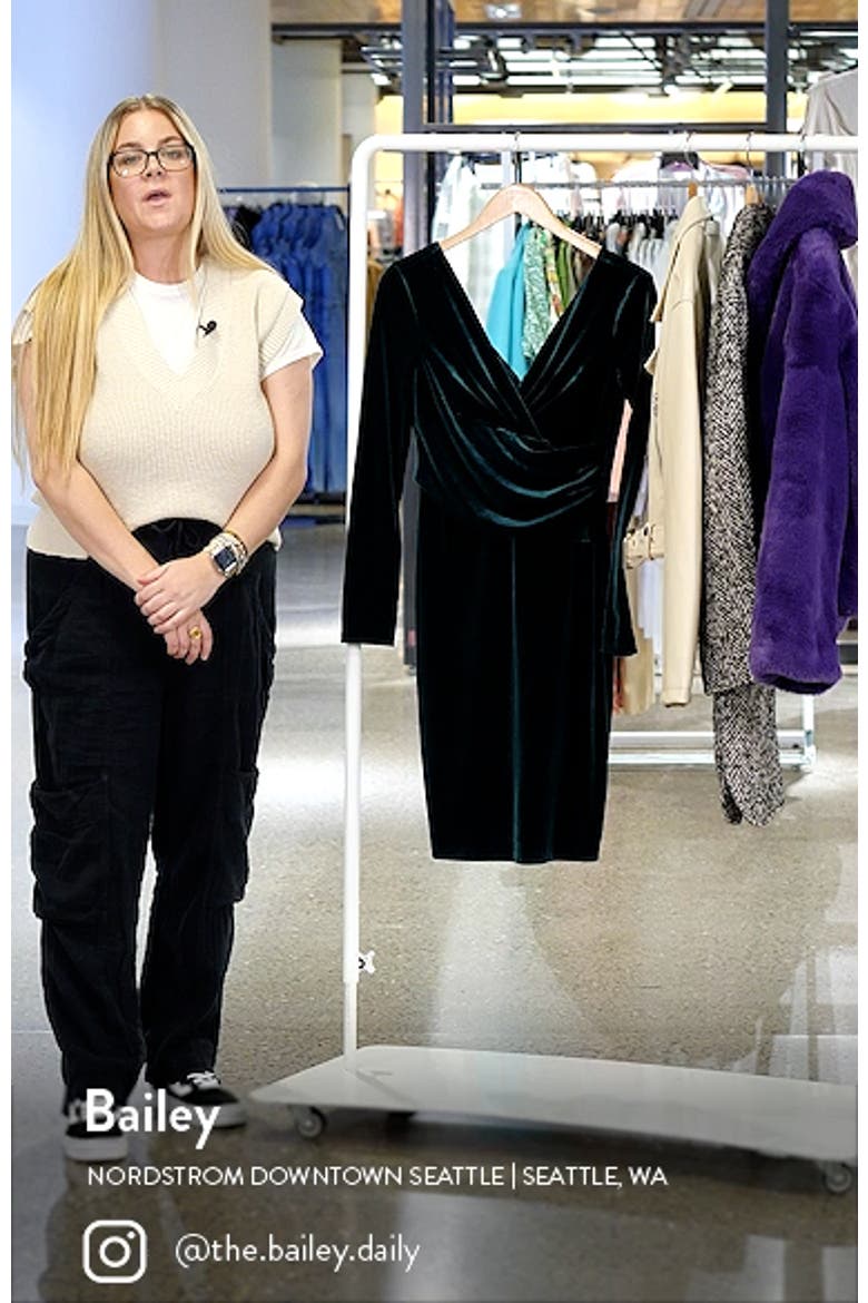 Ruched Long Sleeve Velvet Body-Con Dress video