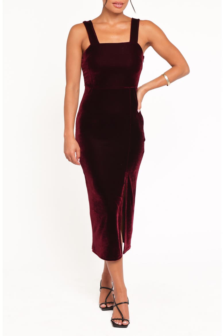 Hyatt Square Neck Sleeveless Midi Dress, Main, color, BURGUNDY