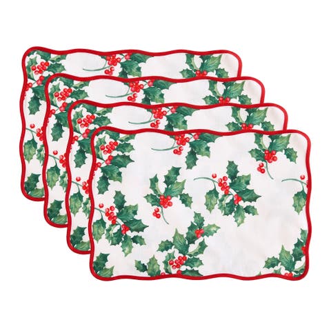 Vintage Holly Scallop Border Placemats Set Of 4