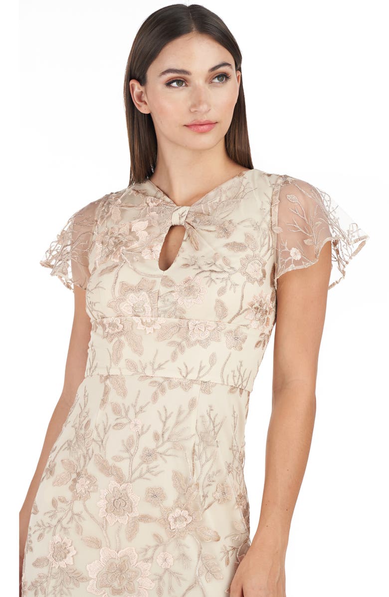 JS Collections Jorden Bow Embroidered Column Gown, Alternate, color, 