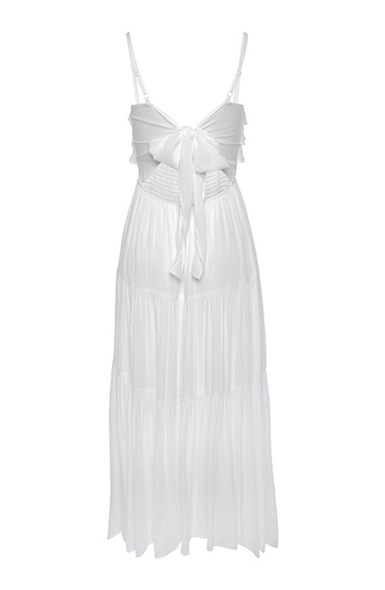 LASCANA Women's Ruffle Tie Back Maxi Dress, Alternate, color, White