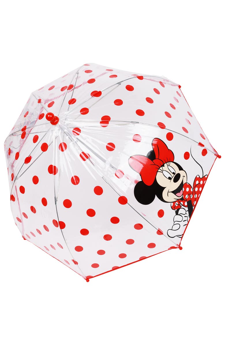 Disney Minnie Mouse Children's Clear Dome Umbrella, Alternate, color, Red