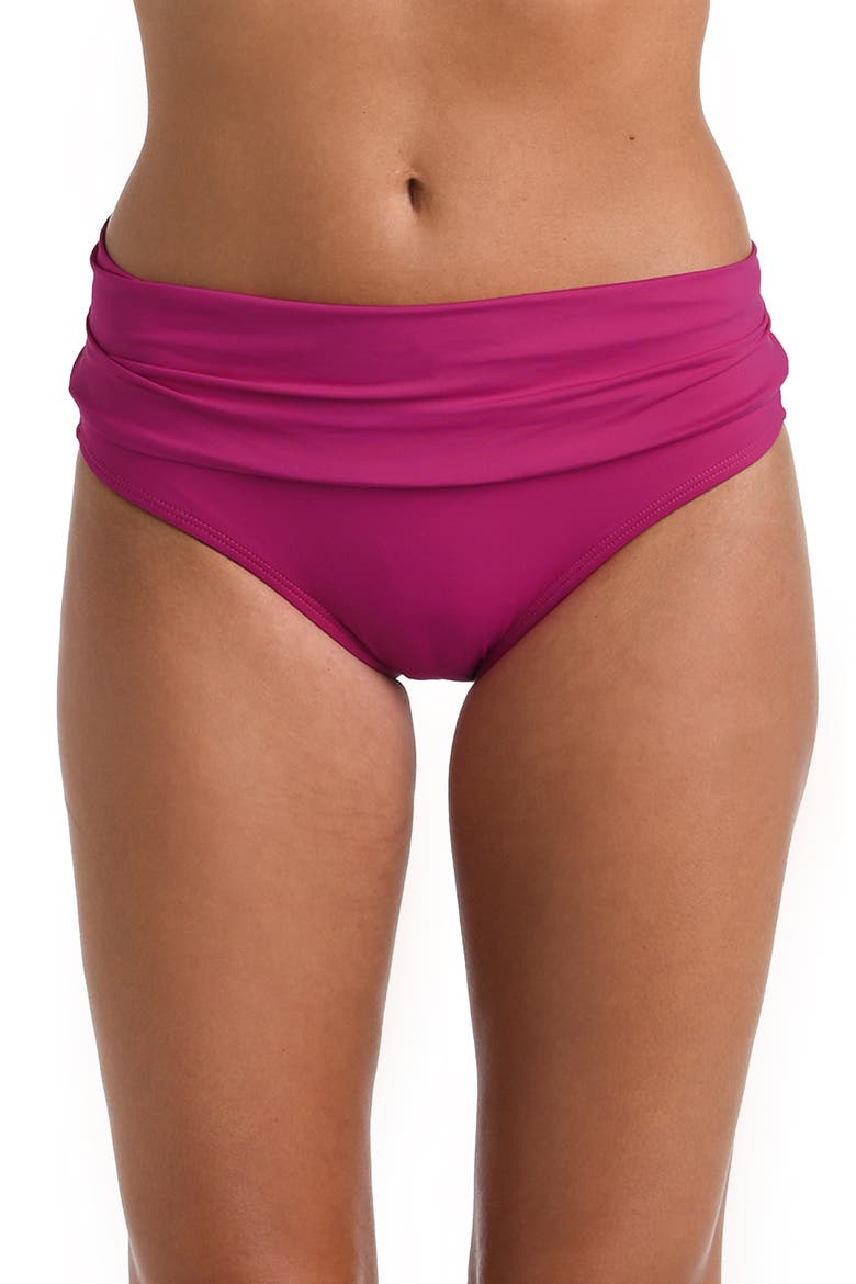 Shirred Band Hipster Bikini Bottoms, Main, color, MAGENTA