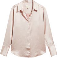 Open Edit Relaxed Fit Satin Button-Up Shirt