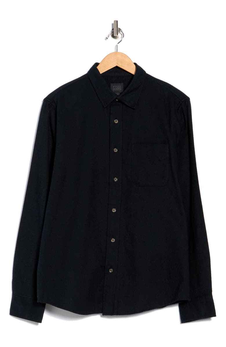 14th & Union Long Sleeve Flannel Shirt, Alternate, color, Black Caviar