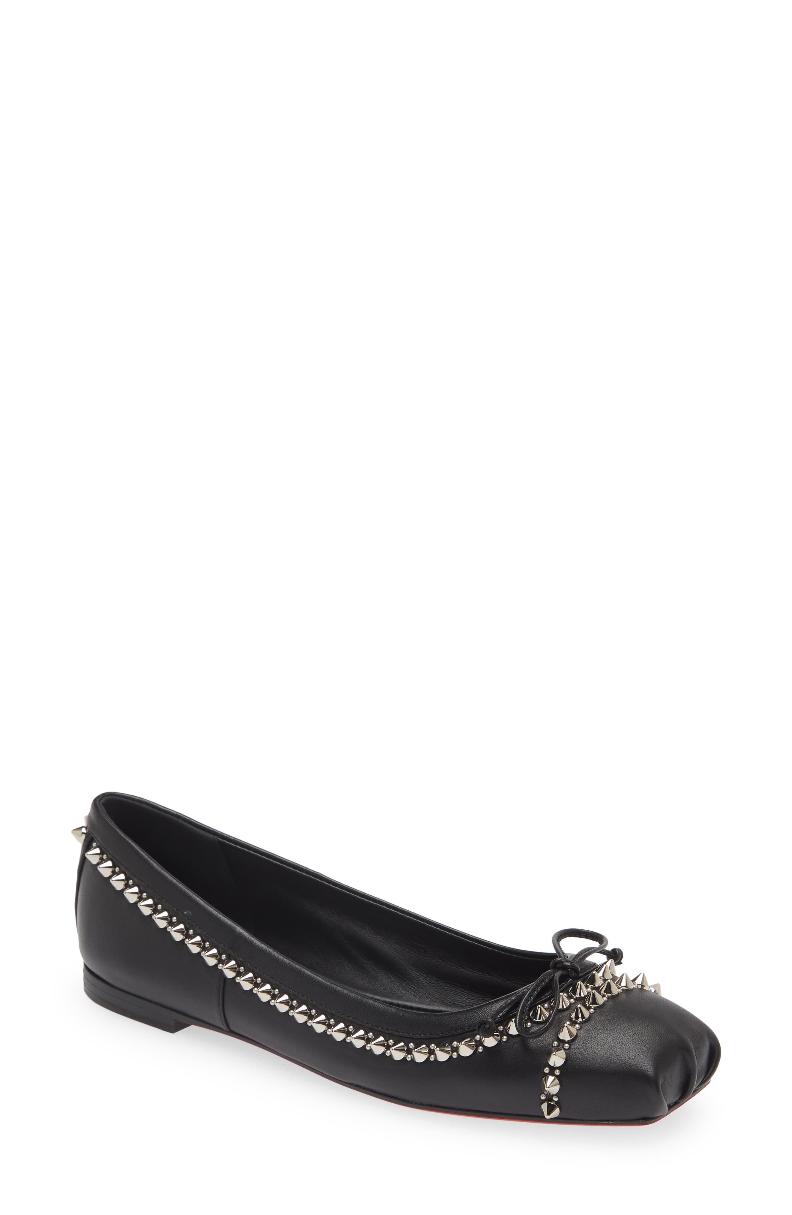 Mamadrague Spike Ballet Flat, Main, color, B439 BLACK/ LIN BLACK