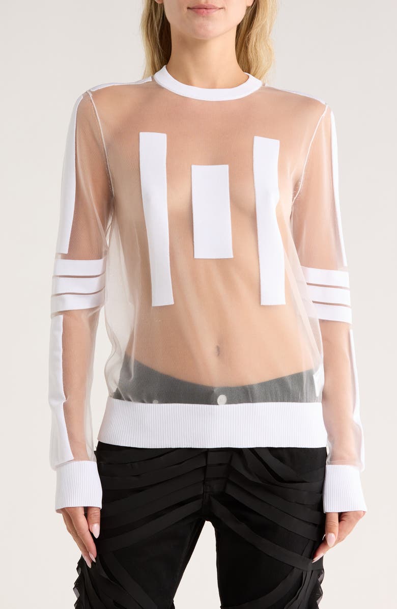 Helmut Lang Astro Sheer Mesh Sweater, Main, color, Optic White