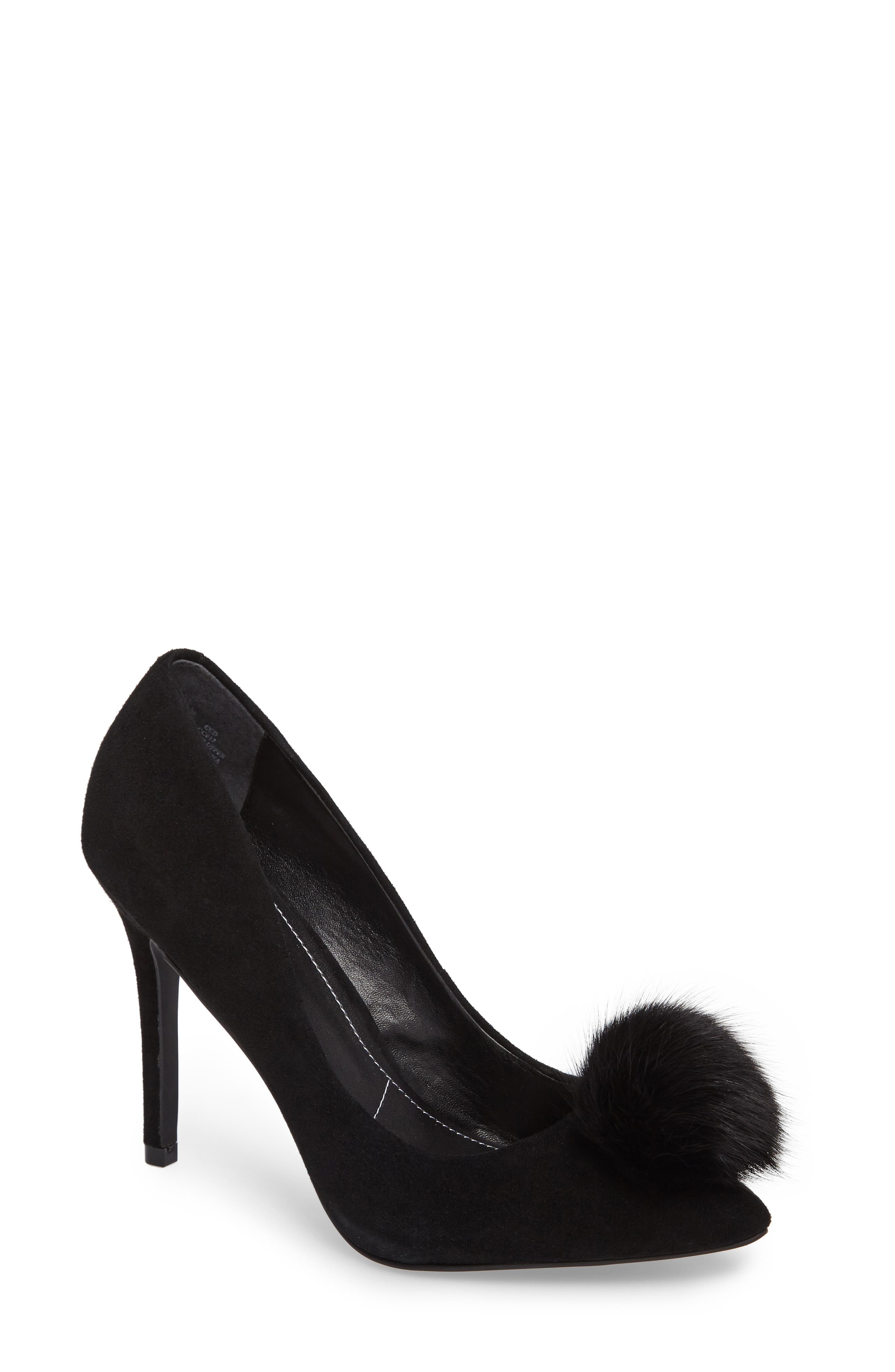 Charles by Charles David Pixie Pump with Genuine Fox Fur Pom, Main, color, 