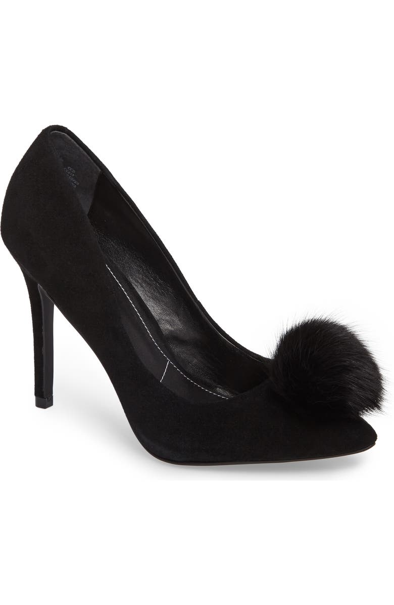 Charles by Charles David Pixie Pump with Genuine Fox Fur Pom, Main, color,