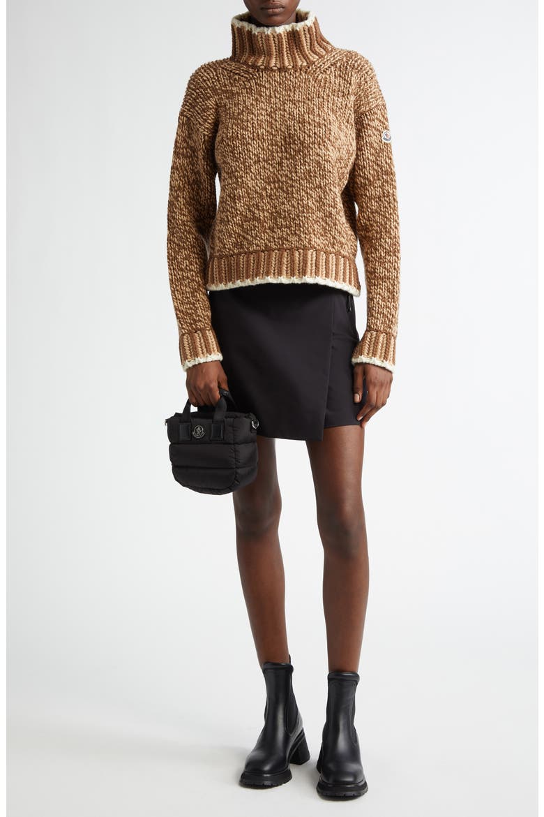 Marled Virgin Wool Blend Turtleneck Sweater, Alternate, color, BEIGE