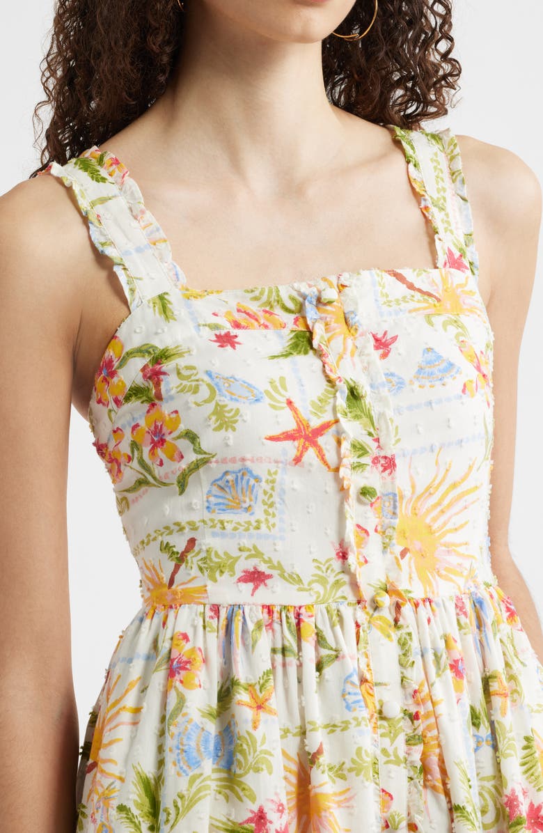 Chelsea28 Embroidered Print Sleeveless Midi Dress, Alternate, color, Ivory- Red Vida Solpatch