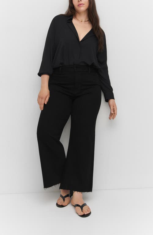 Mango High Waist Raw Hem Wide Leg Jeans