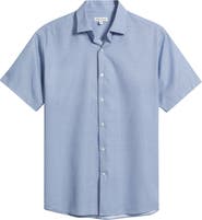 Peter Millar Patton Tailoref Fit Microprint Short Sleeve Performance Poplin Button-Up Shirt
