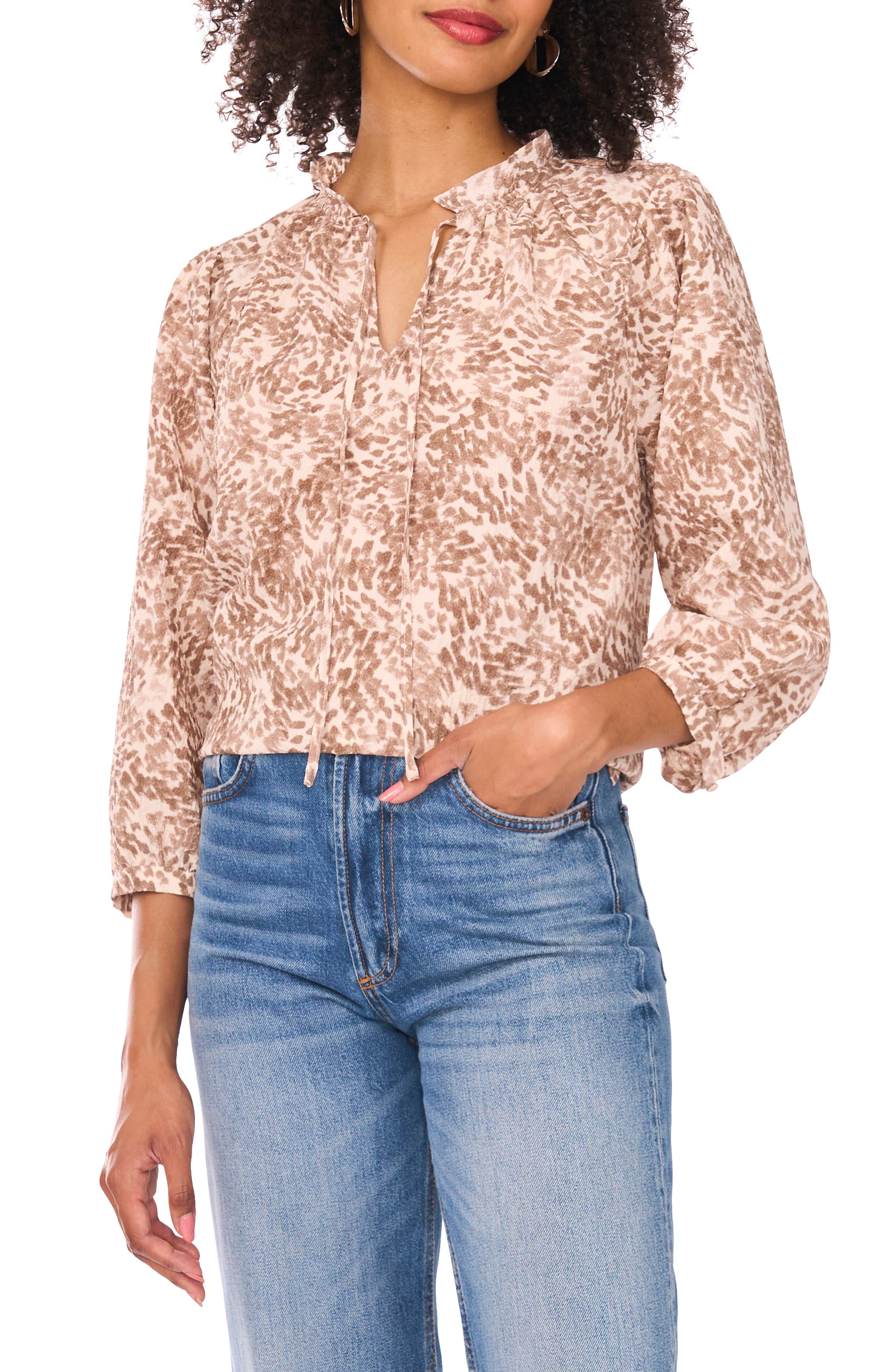 Vince Camuto Tie Neck Peasant Top