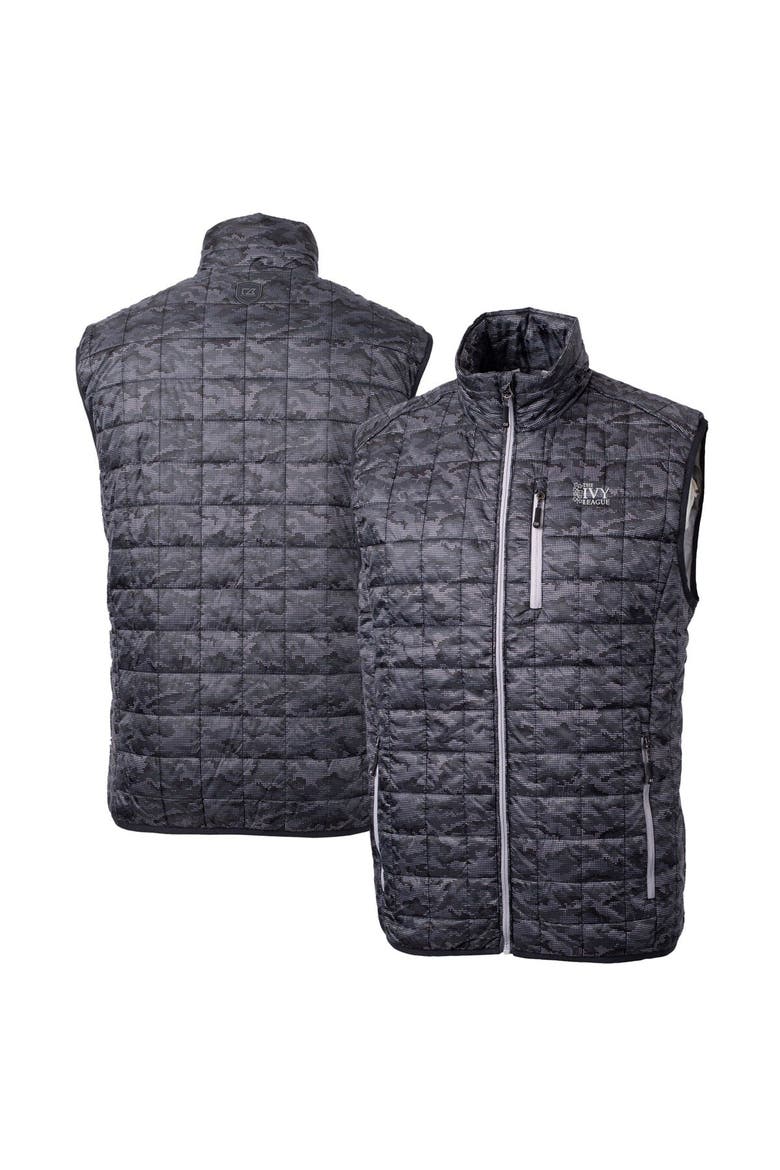 Men's Cutter & Buck  Black Ivy League Rainier PrimaLoft Eco Insulated Printed Full-Zip Puffer Vest, Alternate, color, Black