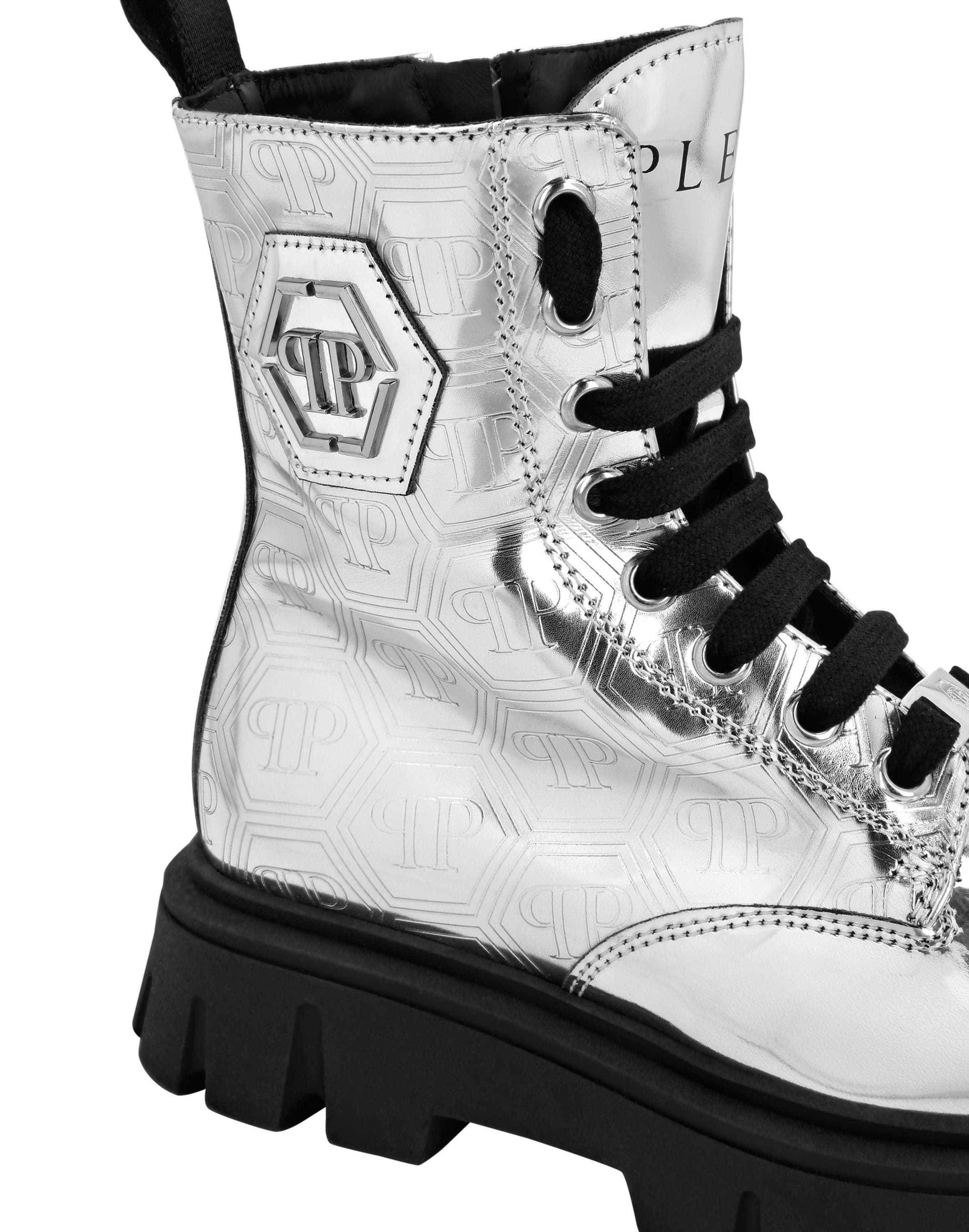 Mid Boots Hexagon Monogram Girl, Alternate, color, Silver