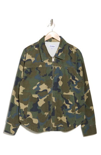 STEVE MADDEN STEVE MADDEN CAMO DENIM UTILITY SHACKET