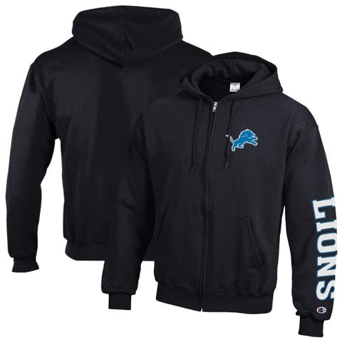 Men's Champion  Black Detroit Lions Powerblend Fleece Full-Zip Hoodie