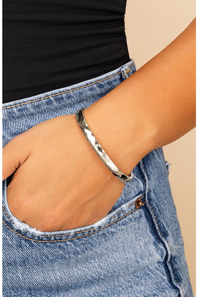 Verlyn Hammered Bangle Bracelet, Alternate, color, SILVER
