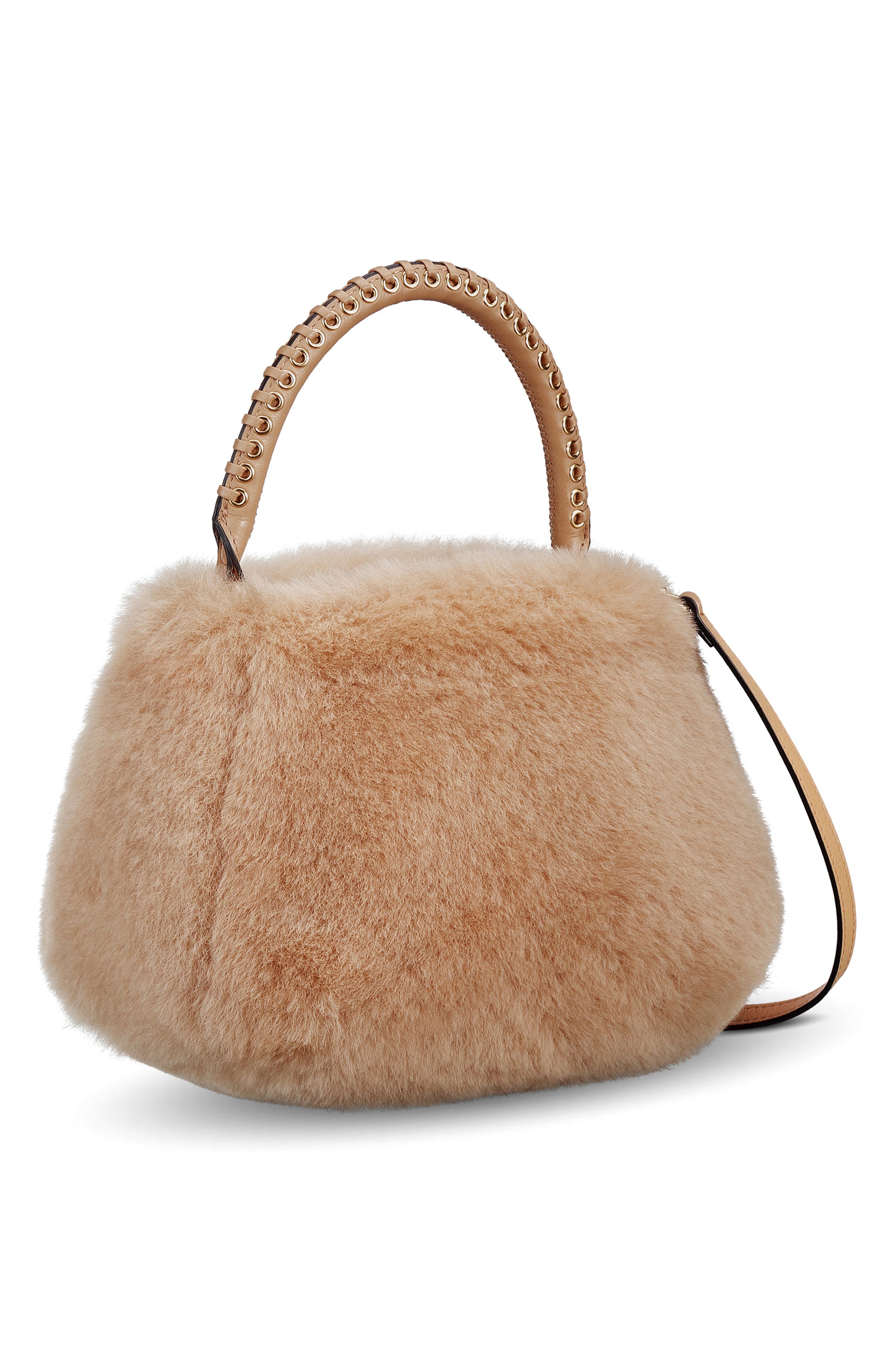 AIMEE Top Handle Genuine Shearling & Leather Crossbody Bag, Alternate, color, 