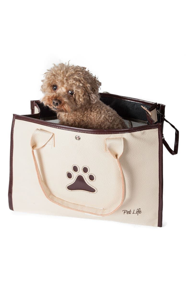 PET LIFE Posh Paw Pet Carrier, Alternate, color, White And Brown