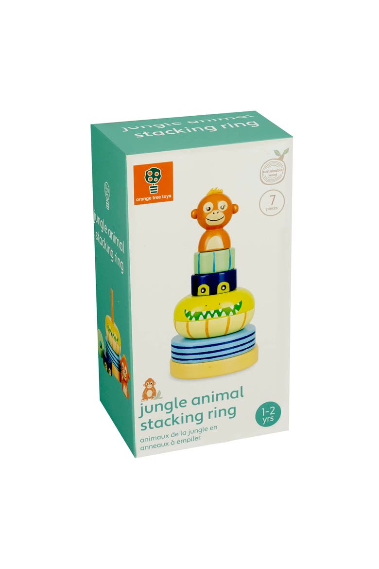 Stacking Ring Jungle Animals, Wood, Multicolor, Kids Ages 1+, Alternate, color, Multicolored