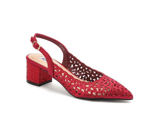 Lady Couture Rhinestone Block Heel Slingbackpump In Burgundy
