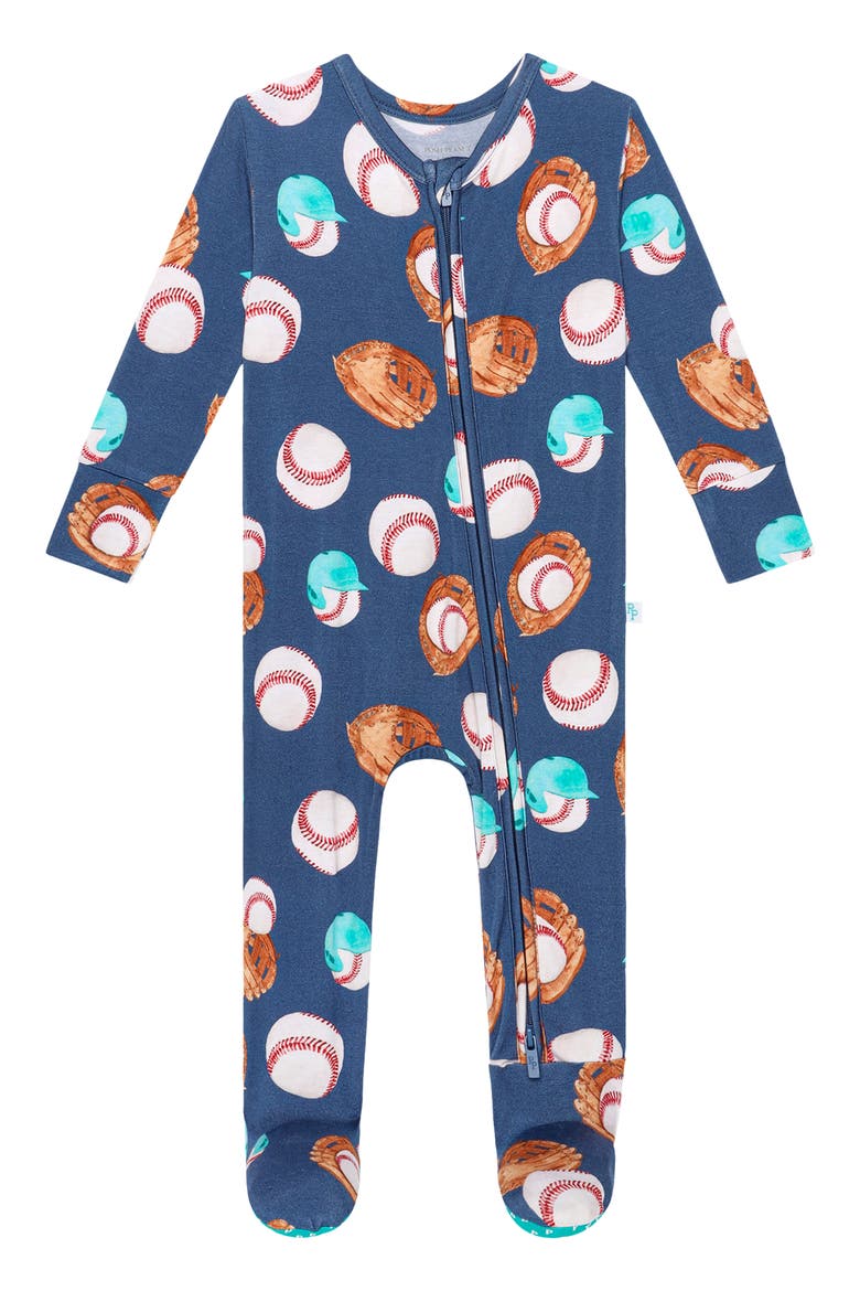 Homer Double Zip Long Sleeve Footie, Main, color, MEDIUM BLUE