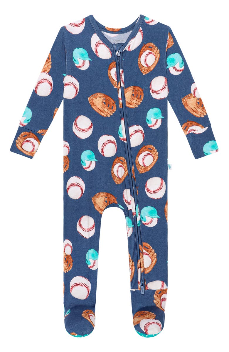 Posh Peanut Homer Double Zip Long Sleeve Footie, Main, color,