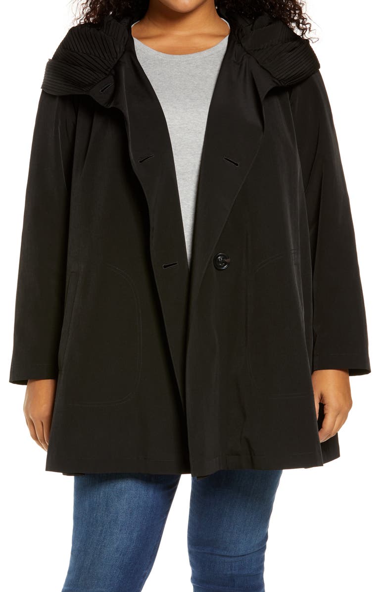 Gallery Pleated Collar Raincoat with Liner, Alternate, color, 