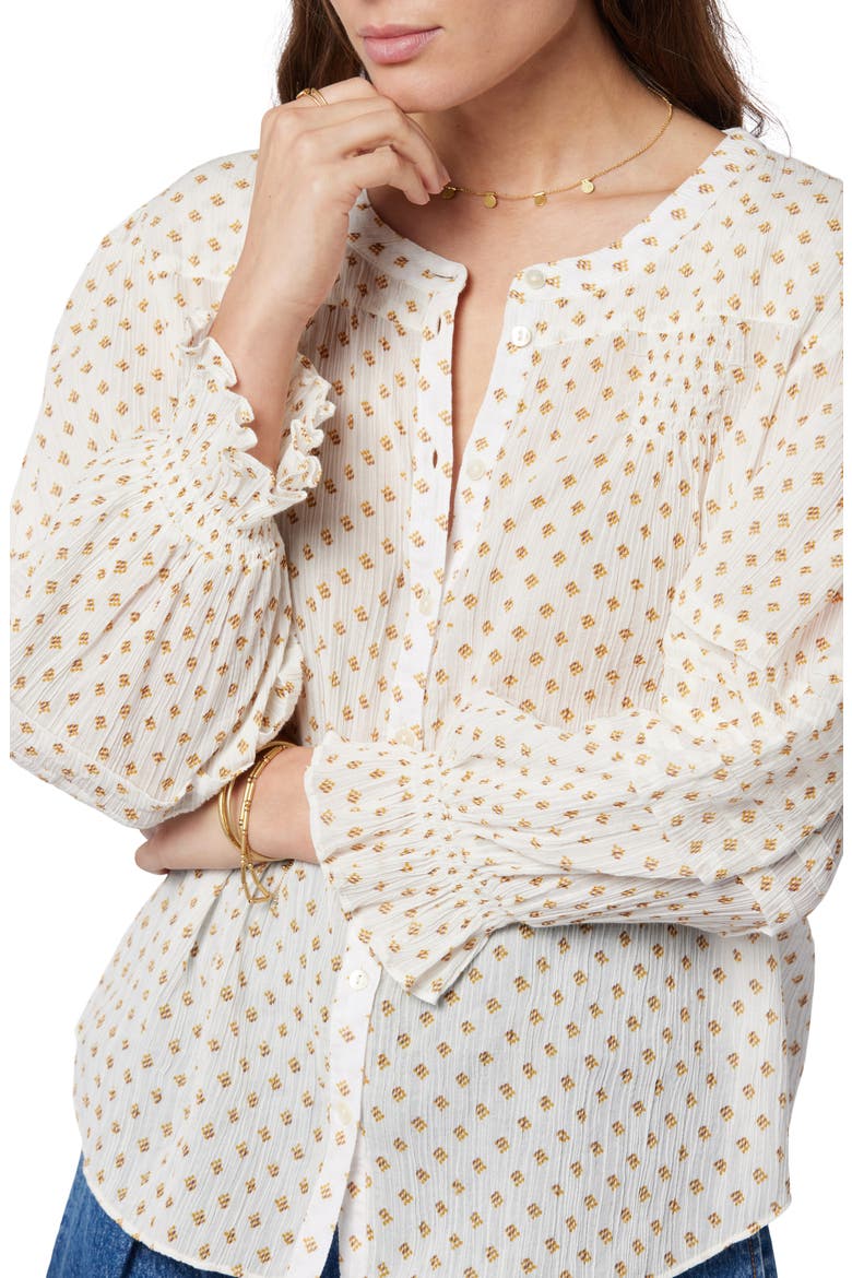 Harlow Textured Cotton Button-Up Blouse, Alternate, color, PORCELAIN MULTI