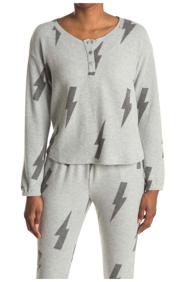 Socialite Printed Scoop Neck Henley T-Shirt, Main, color, 